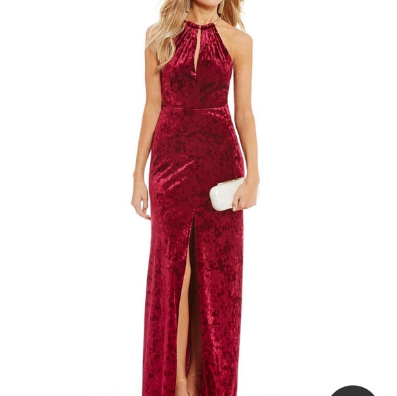 Red Velvet Prom Dress - Picture 1 of 8